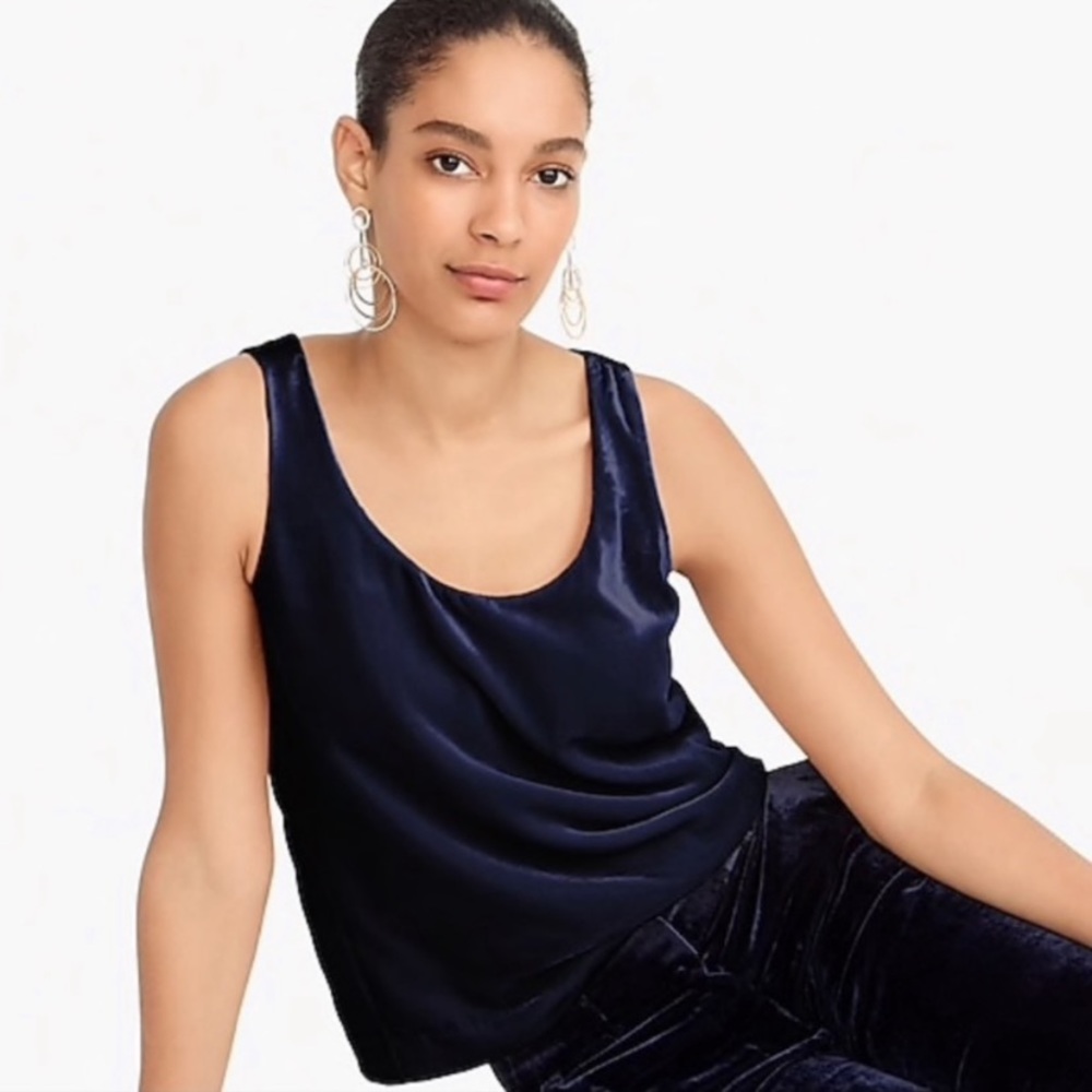 NWT J. Crew Navy Velvet Tank Top Size 6